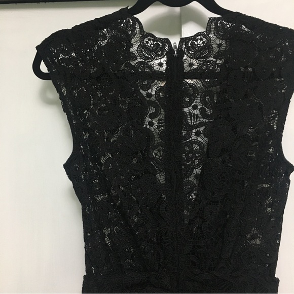 H&M Black Lace Jumpsuit Sheer (lined shorts) plunging neckline so sexy size 4 - Picture 5 of 13